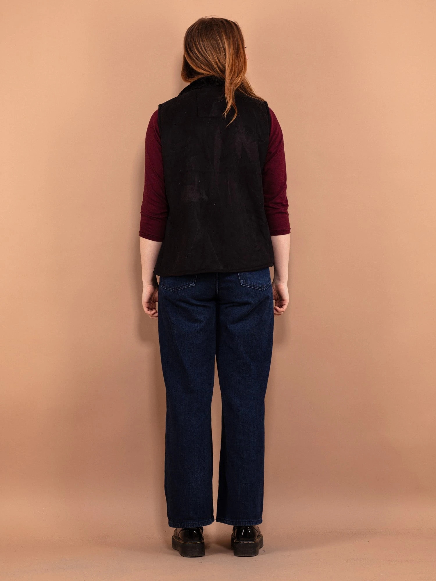 Vintage 00's Women Sherpa Vest In Black 2 Vintage 00's Women Sherpa Vest In Black - Image 2