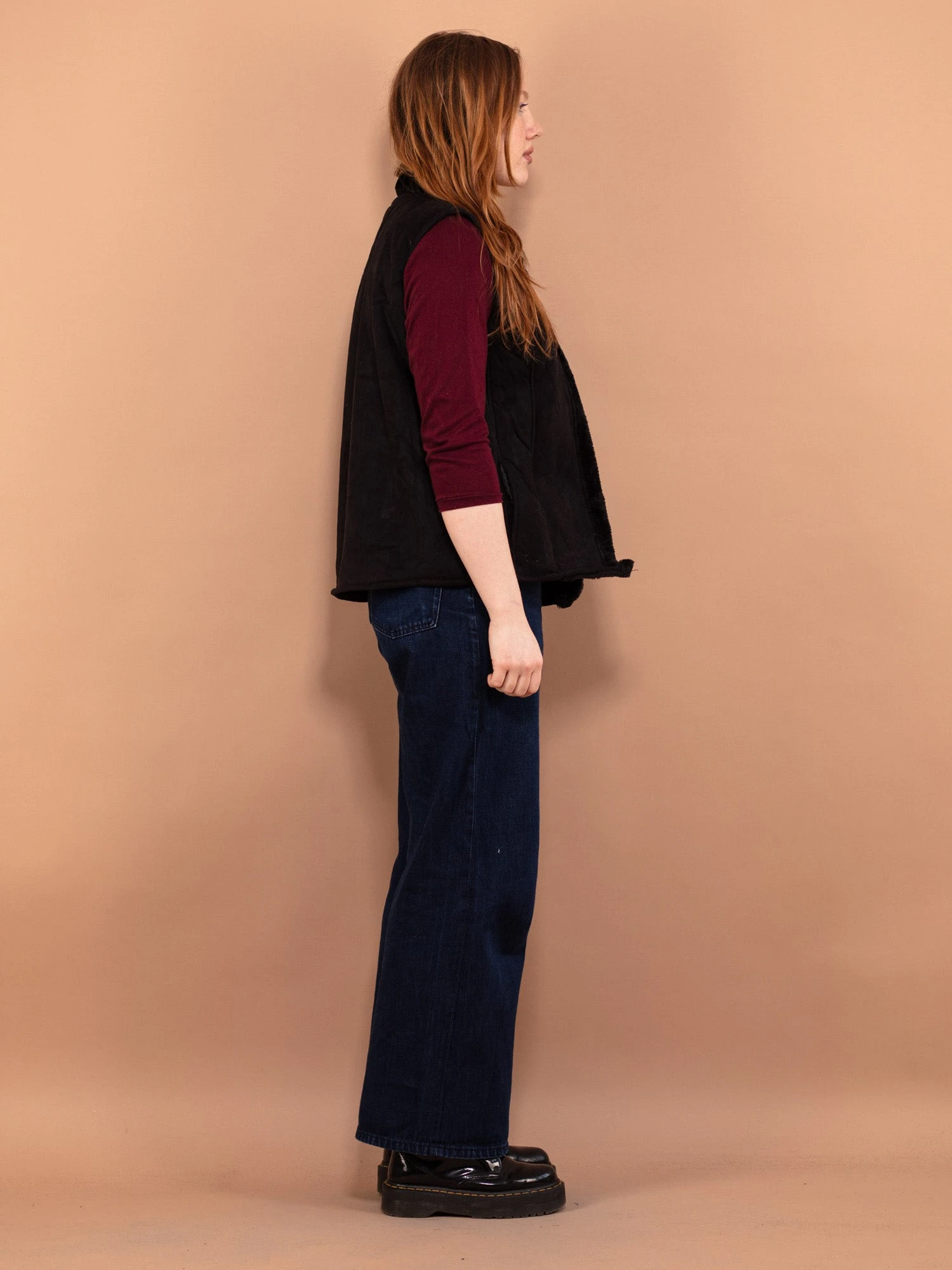 Vintage 00's Women Sherpa Vest In Black 3 Vintage 00's Women Sherpa Vest In Black - Image 3