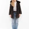 Vintage 00's Women Suede Sherpa Coat In Brown