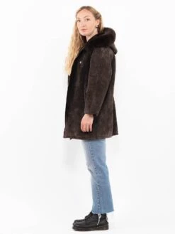 Vintage 00's Women Suede Sherpa Coat In Brown 7 Vintage 00's Women Suede Sherpa Coat In Brown -Northern Grip Vintage 00s Women Suede Sherpa Coat 0141