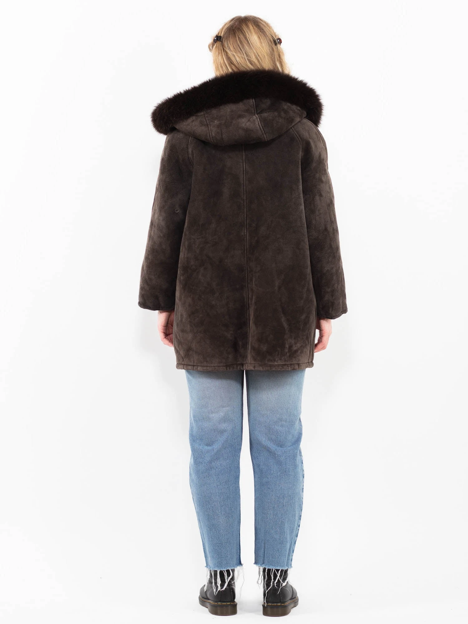 Vintage 00's Women Suede Sherpa Coat In Brown 2 Vintage 00's Women Suede Sherpa Coat In Brown - Image 2