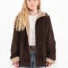 Vintage 00's Women Suede Sherpa Jacket In Brown