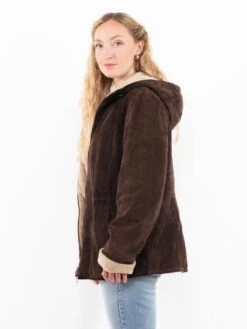Vintage 00's Women Suede Sherpa Jacket In Brown 7 Vintage 00's Women Suede Sherpa Jacket In Brown -Northern Grip Vintage 00s Women Suede Sherpa Jacket 0121