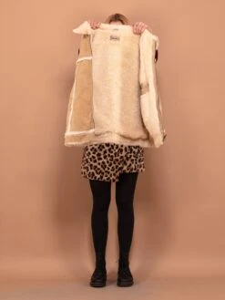 Vintage 00's Women Suede Sherpa Vest In Beige 7 Vintage 00's Women Suede Sherpa Vest In Beige -Northern Grip Vintage 00s Women Suede Sherpa Veste Beige 001 4