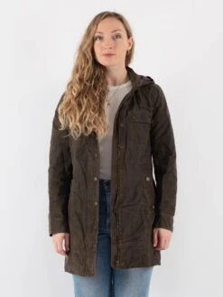 Vintage 00's Women Waxed Canvas Jacket In Brown