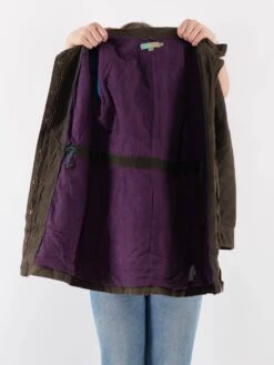 Vintage 00's Women Waxed Canvas Jacket In Brown -Northern Grip Vintage 00s Women Waxed Cotton Jacket 0458