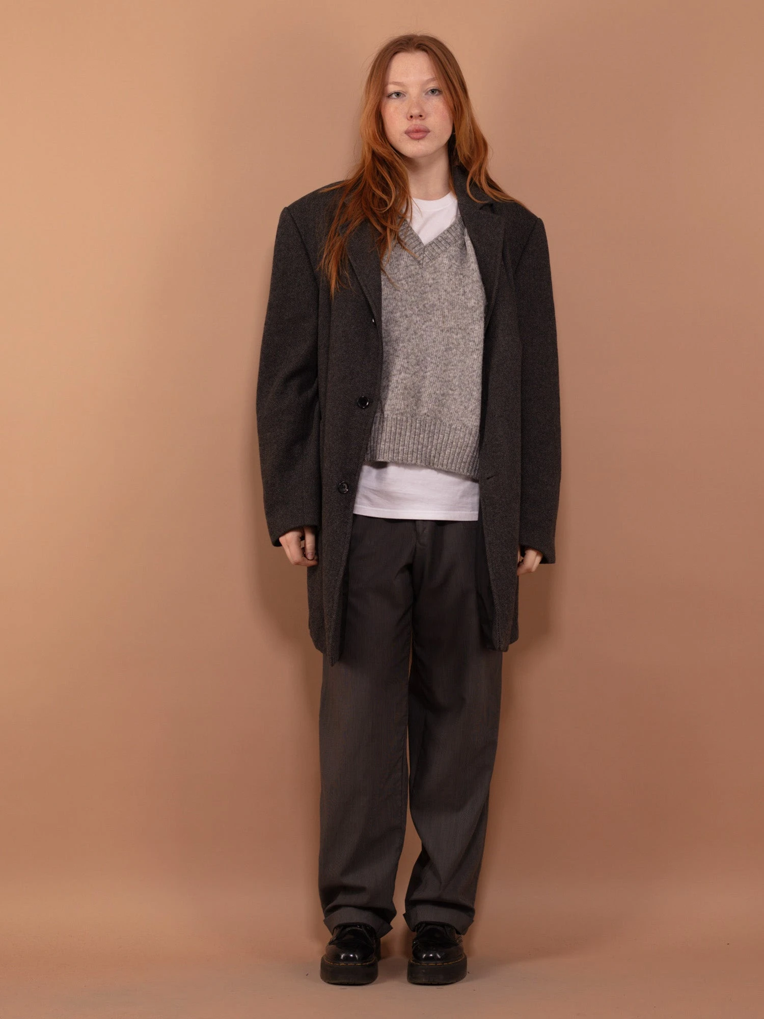 Vintage 00's Women Wool Blend Coat In Gray 1 Vintage 00's Women Wool Blend Coat In Gray