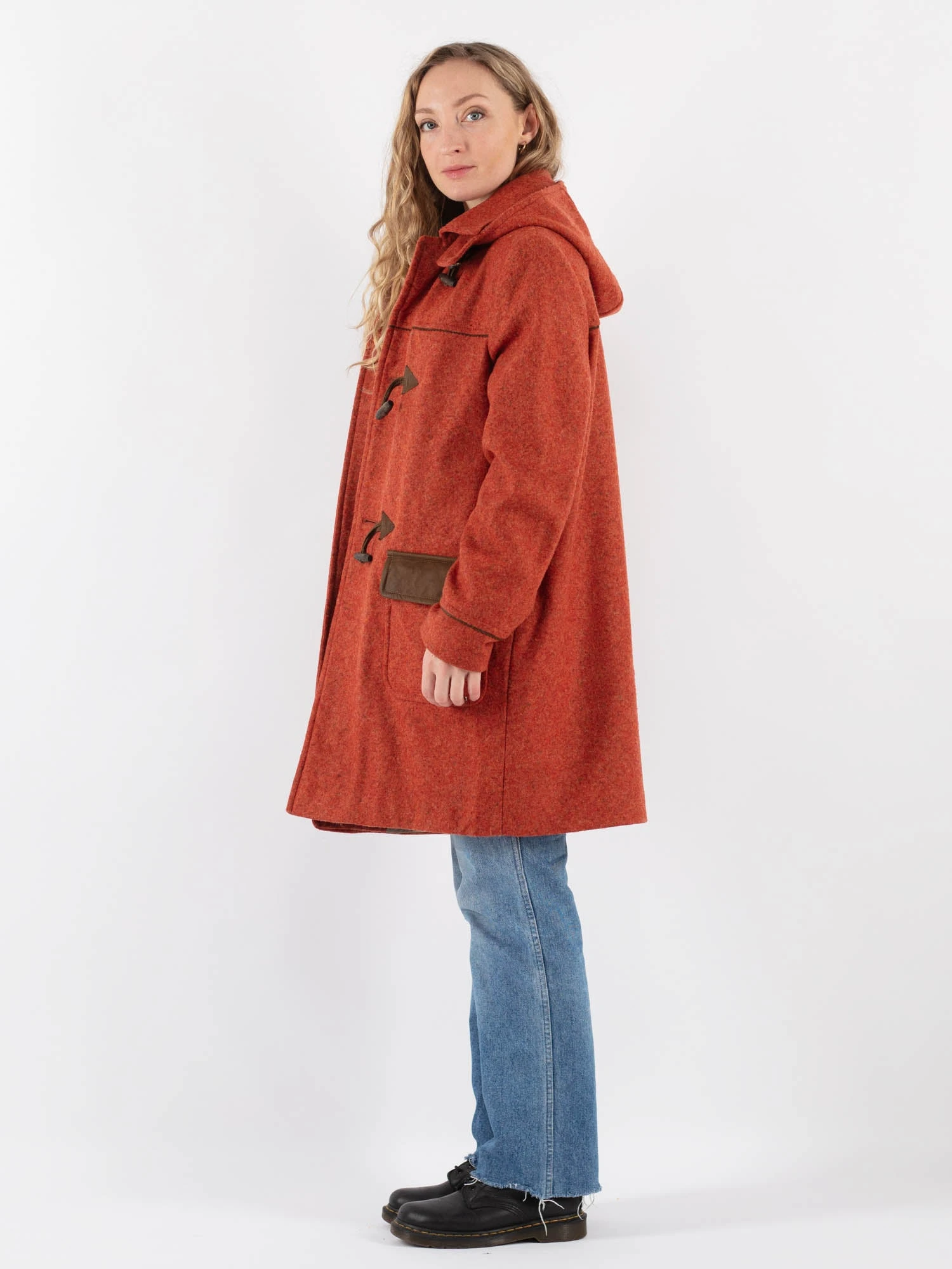 Vintage 00's Women Wool Duffle Coat In Orange 3 Vintage 00's Women Wool Duffle Coat In Orange - Image 3