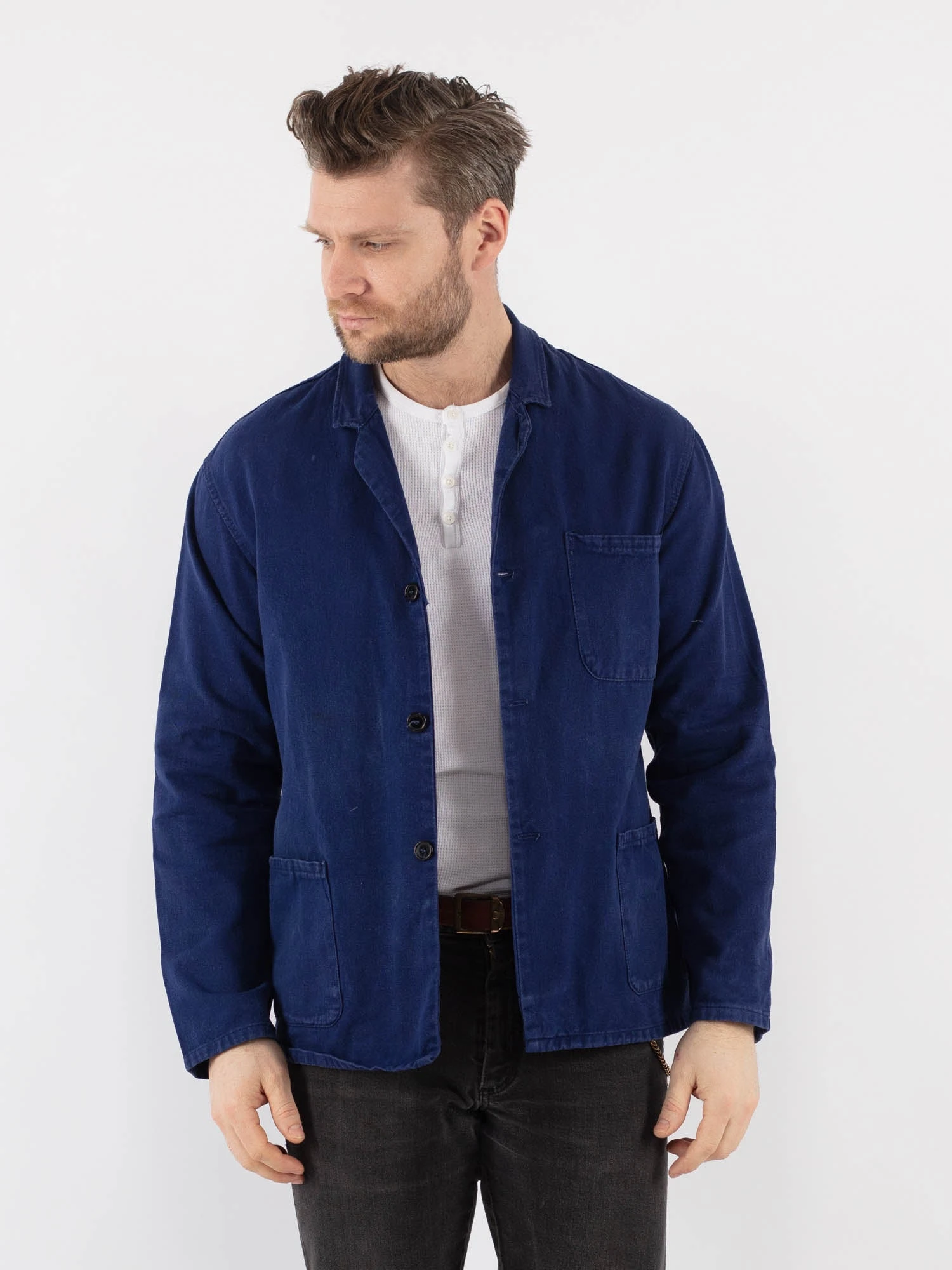 Vintage 60's Men Sanfor Work Jacket In Blue 1 Vintage 60's Men Sanfor Work Jacket In Blue