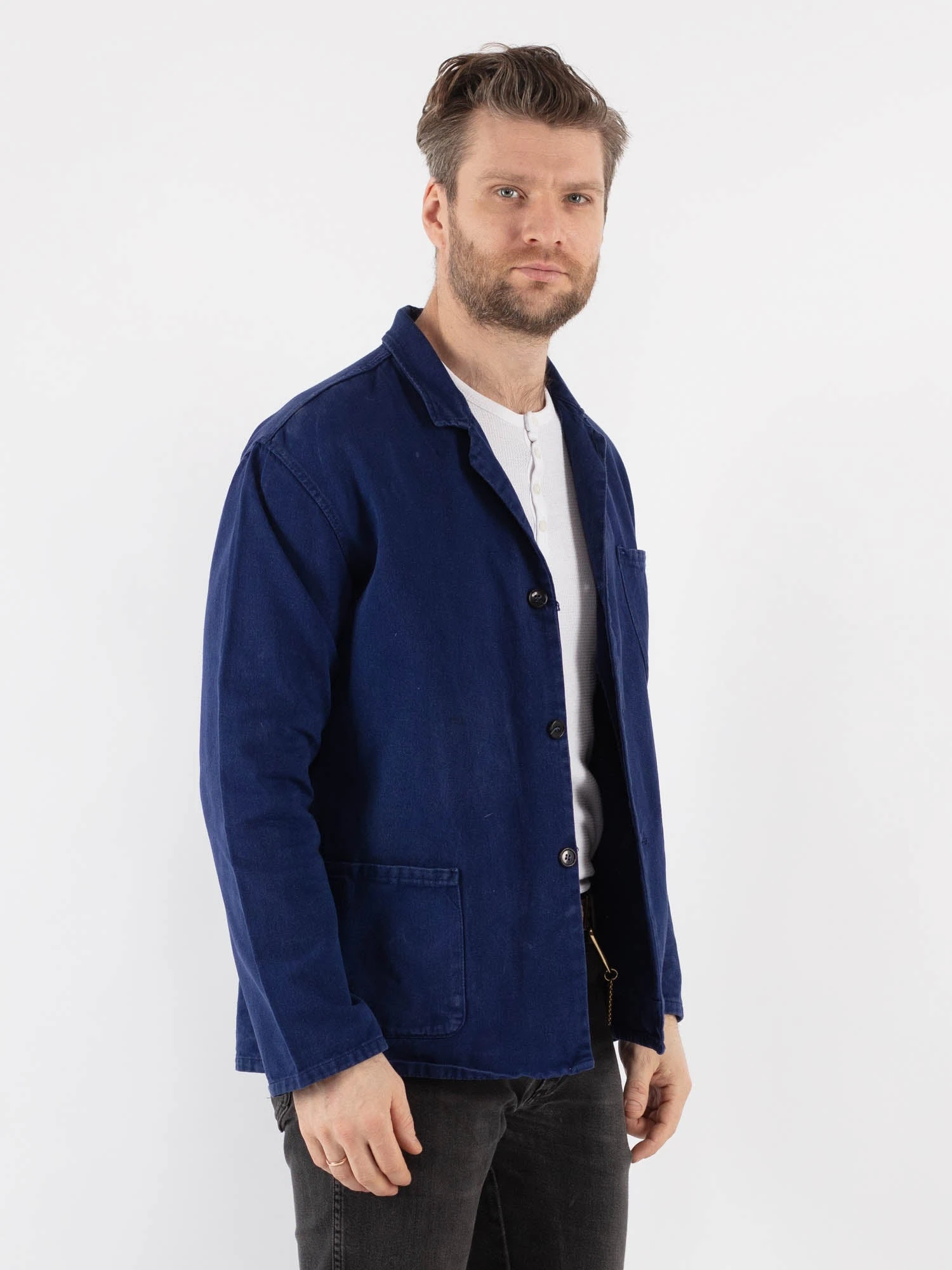 Vintage 60's Men Sanfor Work Jacket In Blue 4 Vintage 60's Men Sanfor Work Jacket In Blue - Image 4