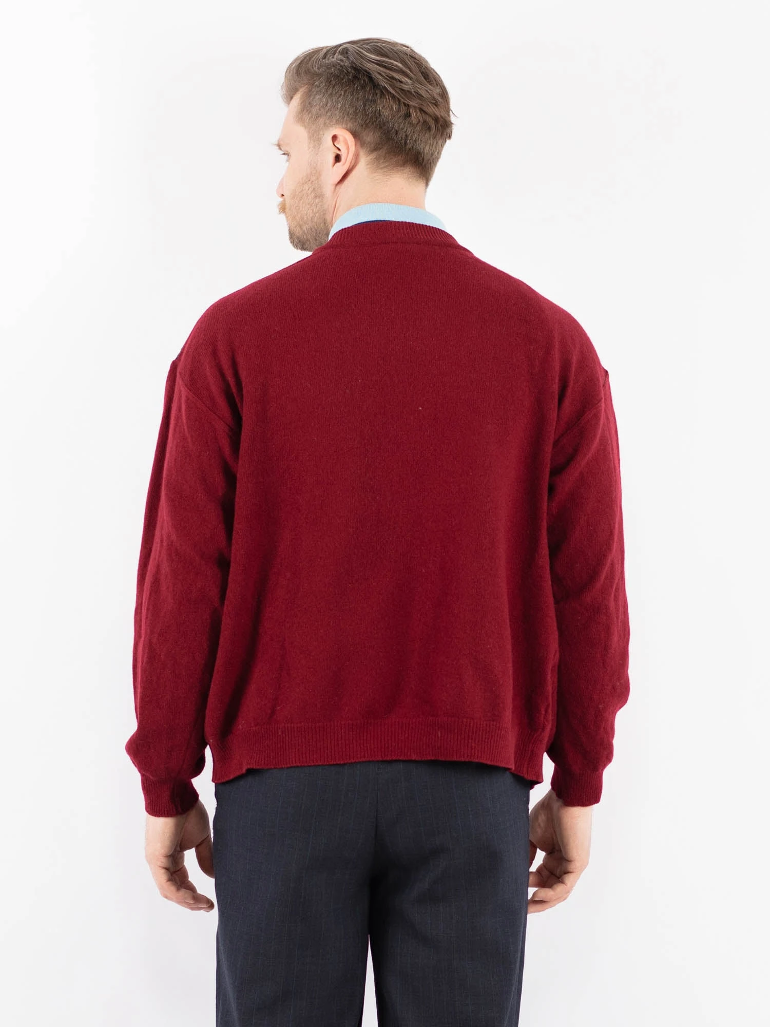 Vintage 70's Men Cardigan In Red 2 Vintage 70's Men Cardigan In Red - Image 2