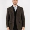 Vintage 70's Men Harris Tweed Jacket In Green