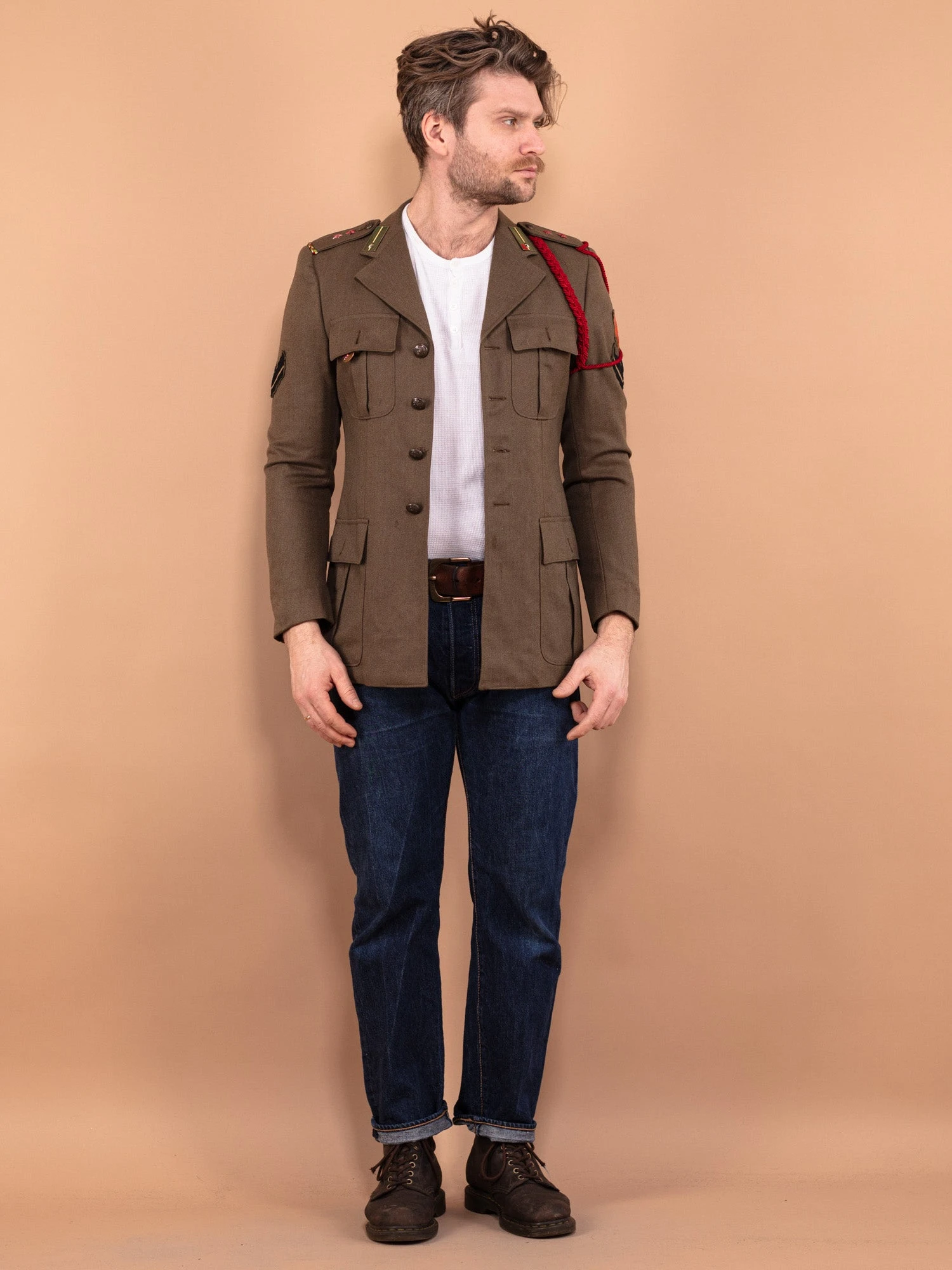 Vintage 70's Italian Military Blazer In Khaki 1 Vintage 70's Italian Military Blazer In Khaki