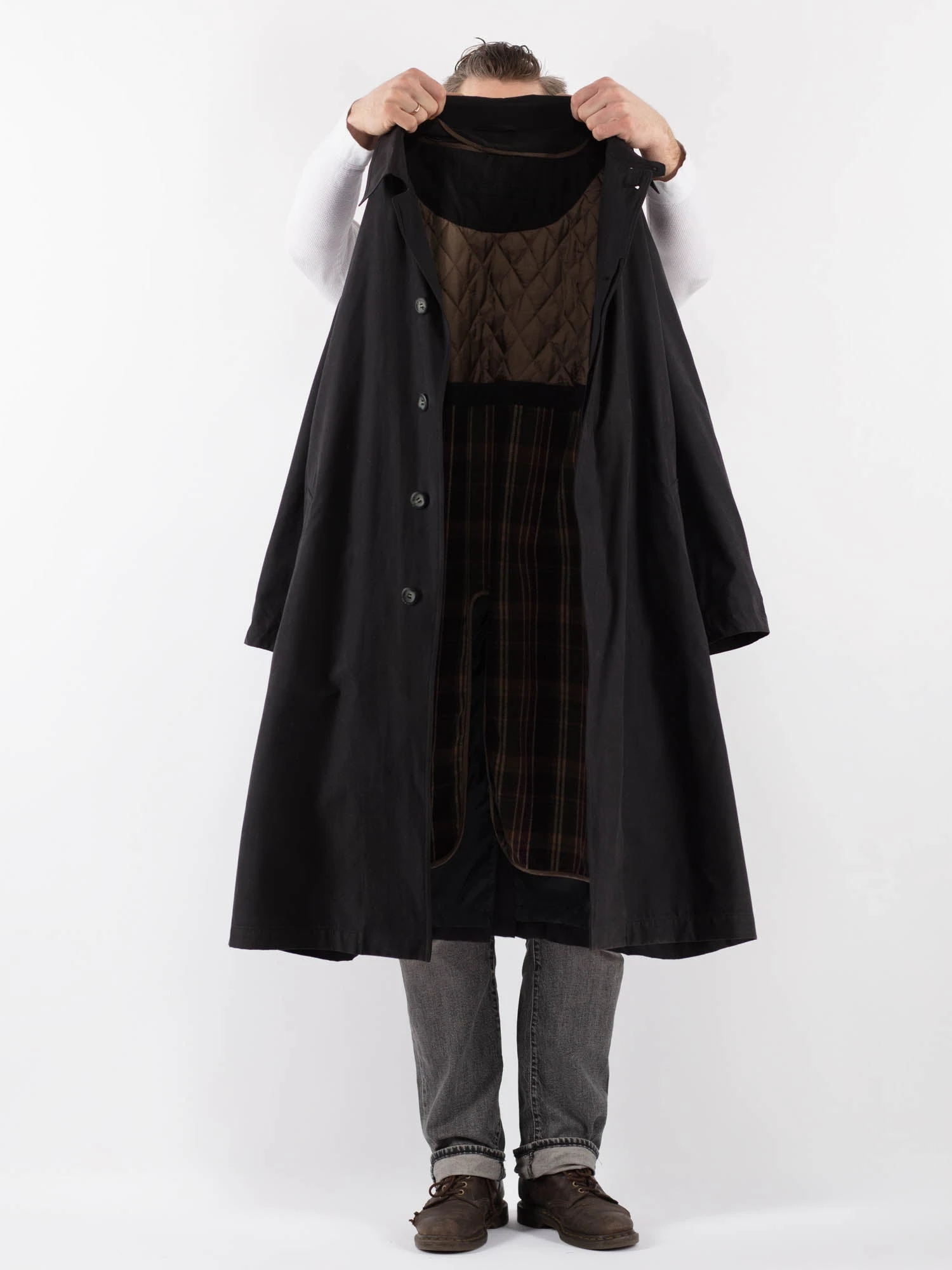 Vintage 70's Men Belted Mac Coat In Blue 4 Vintage 70's Men Belted Mac Coat In Blue - Image 4