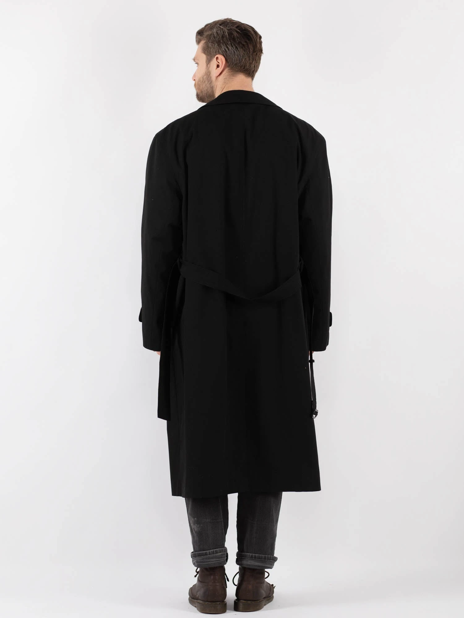 Vintage 70's Men Oversized Mac Coat In Black 3 Vintage 70's Men Oversized Mac Coat In Black - Image 3