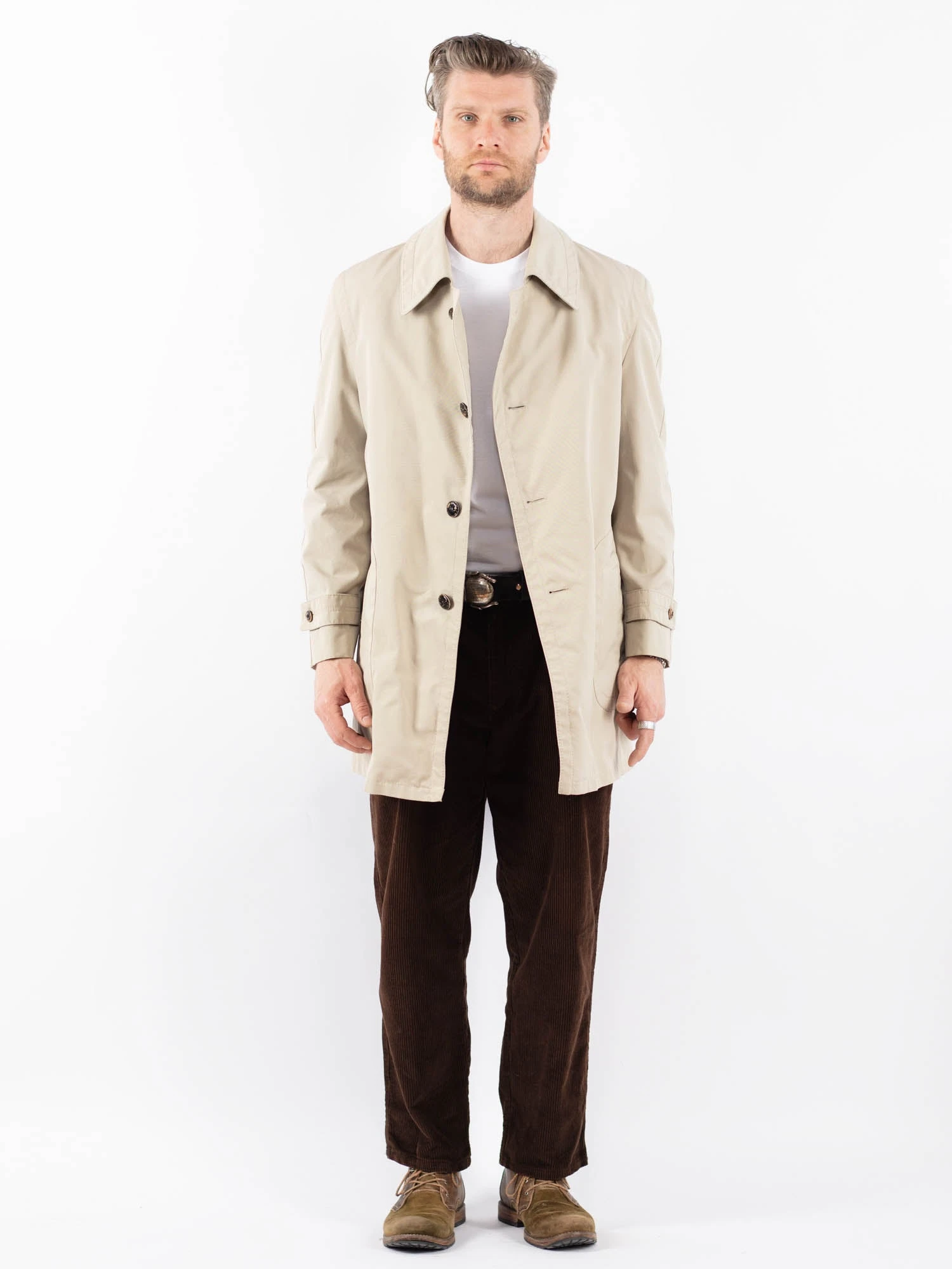 Vintage 70's Men Trench Coat In Beige 1 Vintage 70's Men Trench Coat In Beige