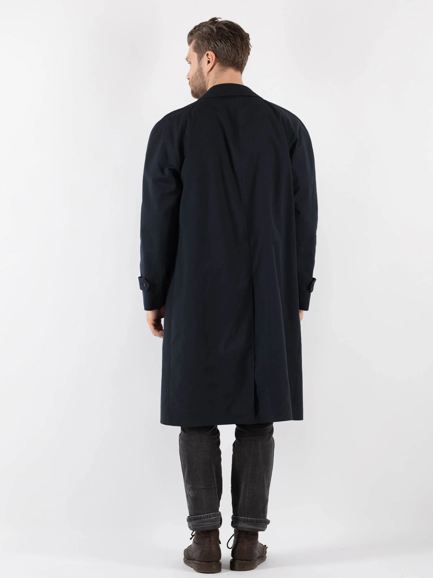 Vintage 70's Men Mac Coat In Blue 2 Vintage 70's Men Mac Coat In Blue - Image 2