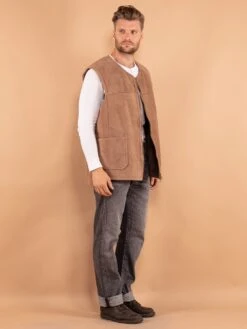 Vintage 90's Men Oversized Sheepskin Vest In Beige 6 Vintage 90's Men Oversized Sheepskin Vest In Beige -Northern Grip Vintage 70s Men Oversized Sheepskin Shearling Vest 0813