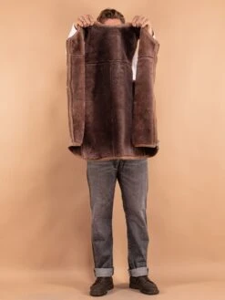 Vintage 90's Men Oversized Sheepskin Vest In Beige 7 Vintage 90's Men Oversized Sheepskin Vest In Beige -Northern Grip Vintage 70s Men Oversized Sheepskin Shearling Vest 0815