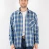 Vintage 70's Men Plaid Flannel Shirt In Blue