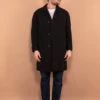 Vintage 70's Men Pure New Wool Coat In Gray