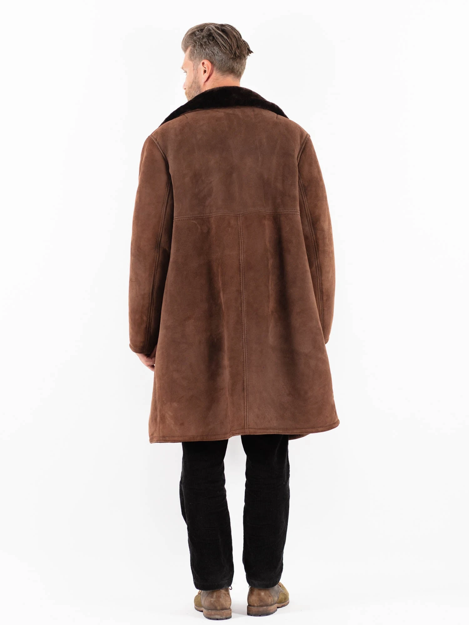 Vintage 70's Men Sheepskin Shearling Coat In Brown 2 Vintage 70's Men Sheepskin Shearling Coat In Brown - Image 2