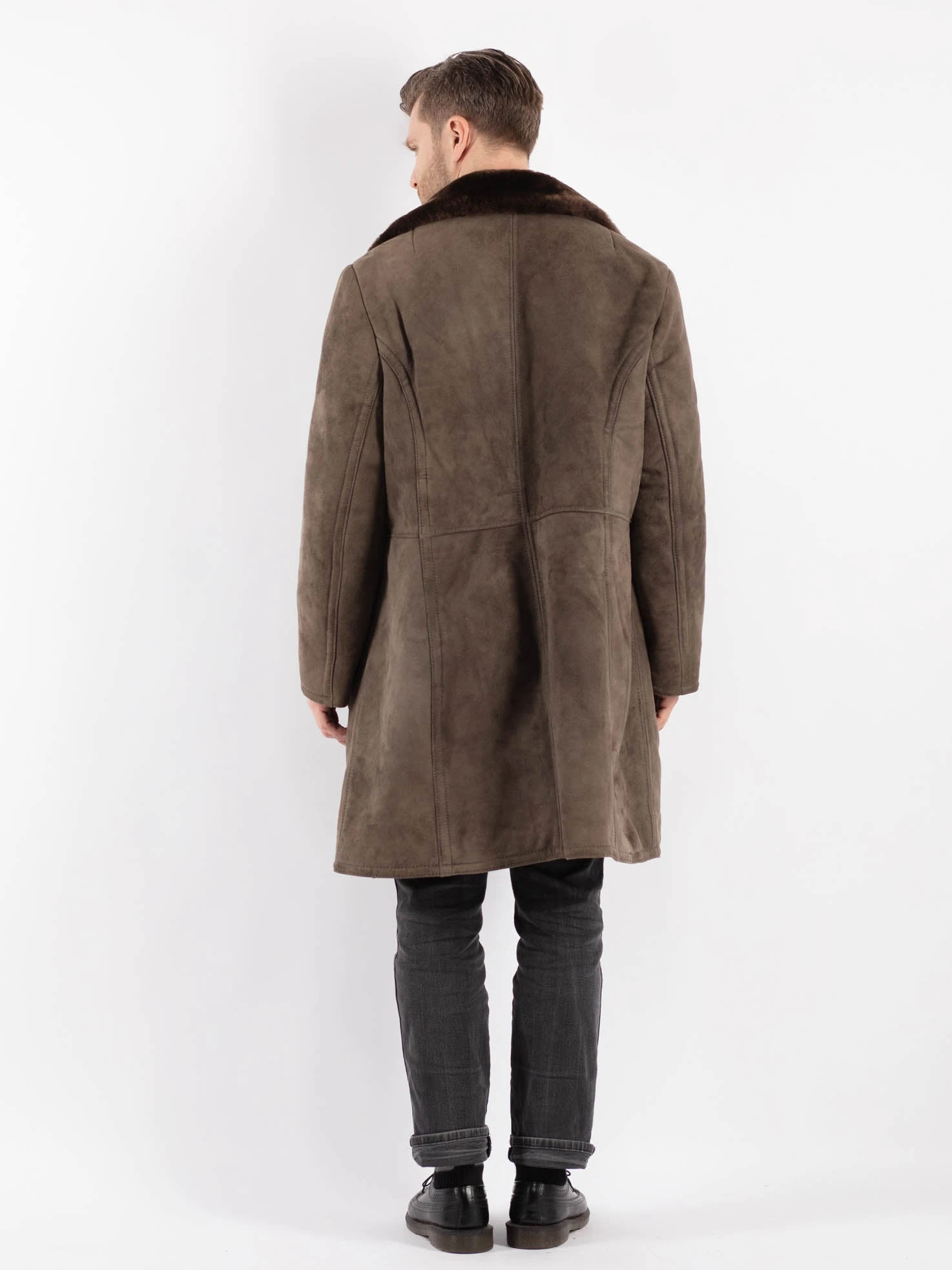 Vintage 70's Men Sheepskin Coat In Gray 2 Vintage 70's Men Sheepskin Coat In Gray - Image 2