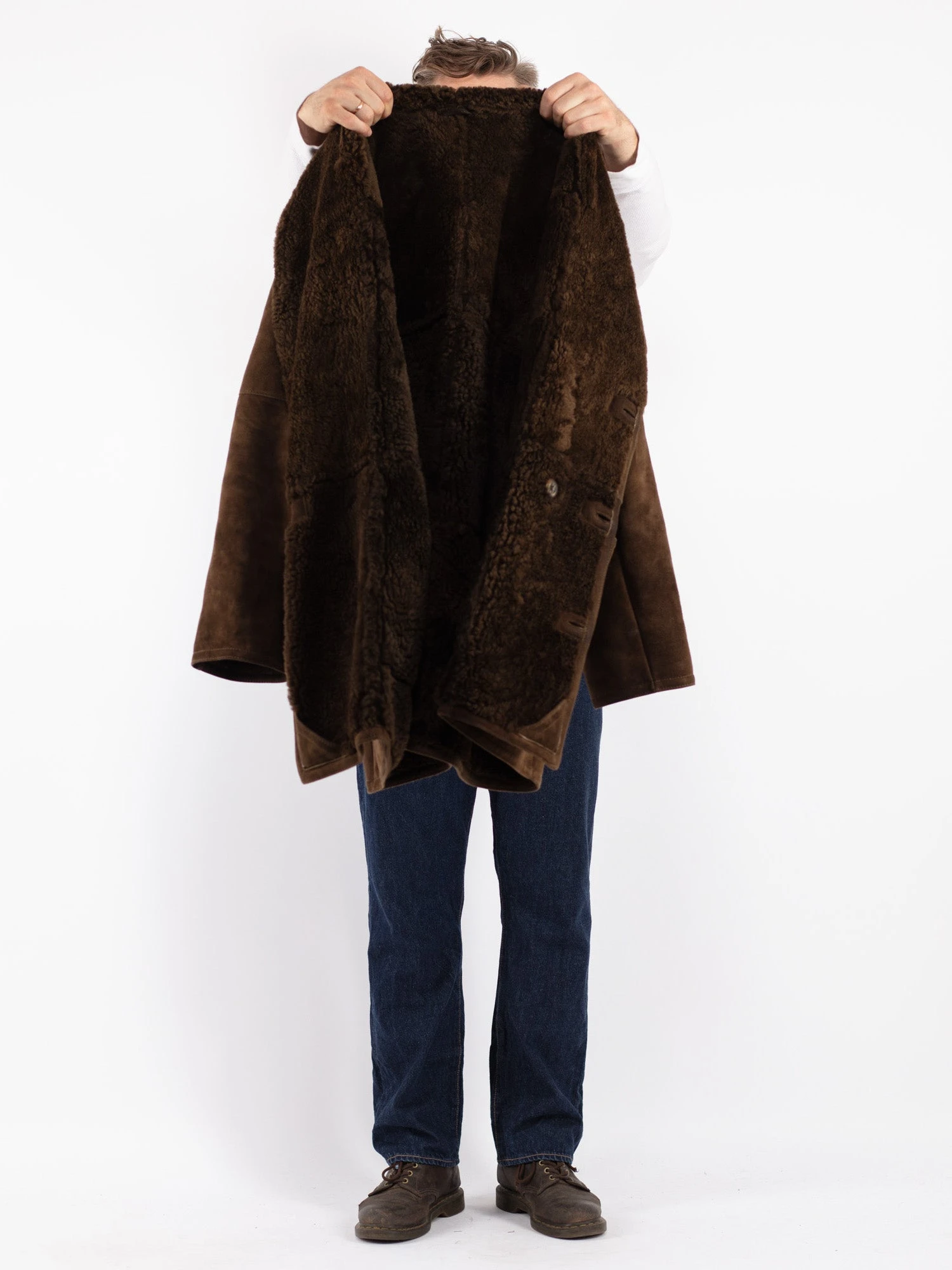 Vintage 70's Men Oversized Sheepskin Coat In Brown 4 Vintage 70's Men Oversized Sheepskin Coat In Brown - Image 4