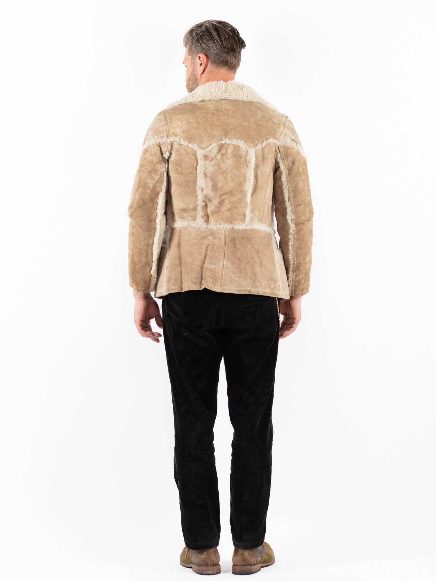 Vintage 70's Men Sheepskin Jacket In Beige 2 Vintage 70's Men Sheepskin Jacket In Beige - Image 2