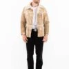 Vintage 70's Men Sheepskin Jacket In Beige
