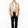 Vintage 80's Men Sheepskin Jacket In Beige