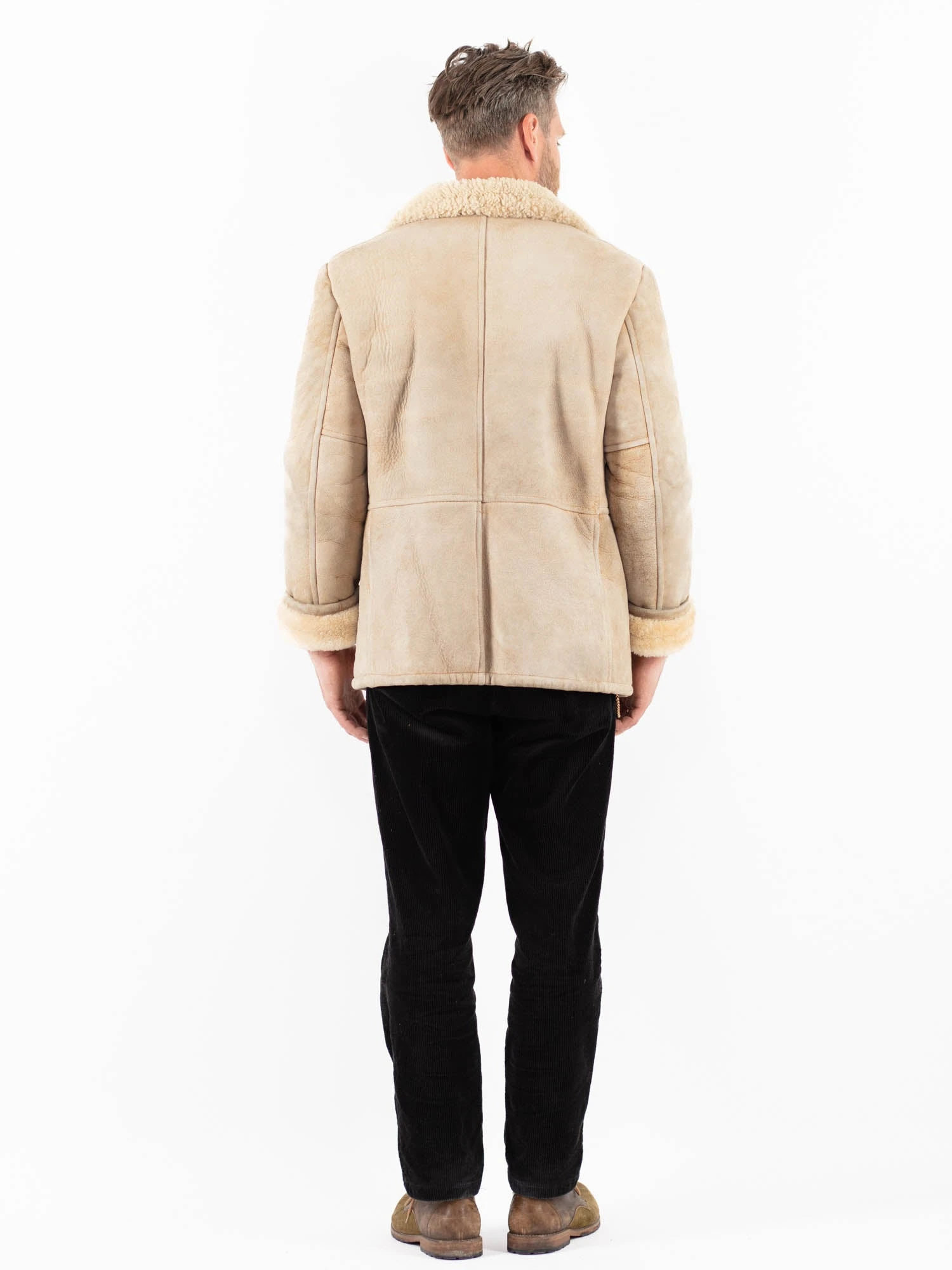Vintage 80's Men Sheepskin Jacket In Beige 2 Vintage 80's Men Sheepskin Jacket In Beige - Image 2