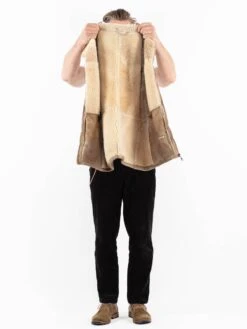 Vintage 80's Men Sheepskin Jacket In Beige 8 Vintage 80's Men Sheepskin Jacket In Beige -Northern Grip Vintage 70s Men Sheepskin Jacket 0271