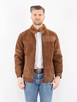 Vintage 70's Men Sheepskin Jacket In Brown