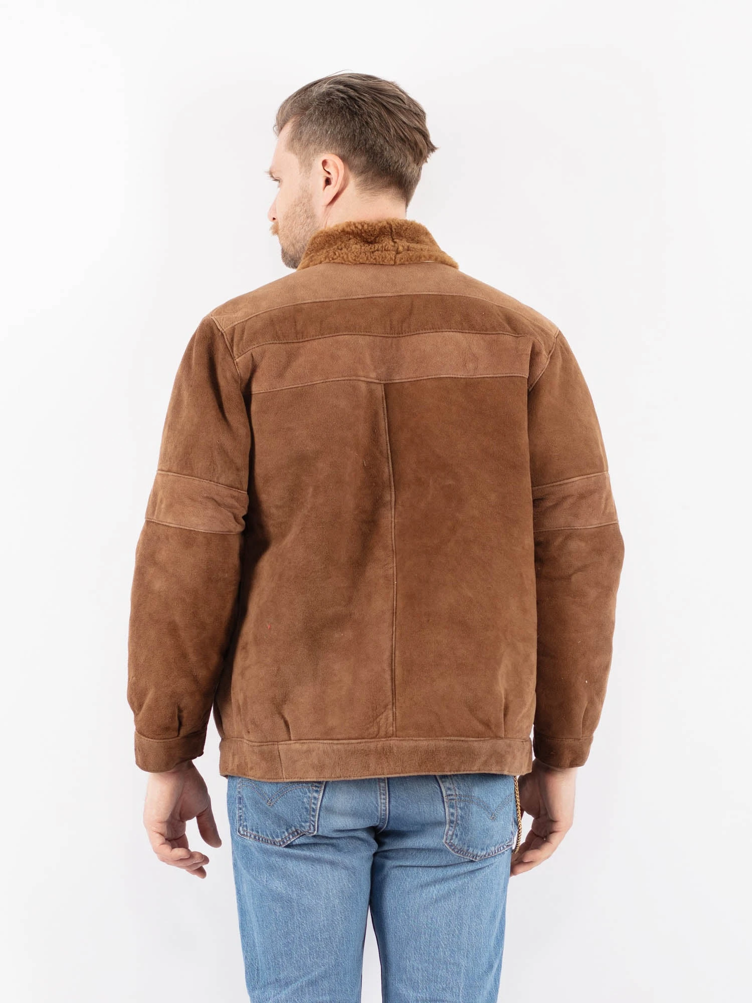 Vintage 70's Men Sheepskin Jacket In Brown 2 Vintage 70's Men Sheepskin Jacket In Brown - Image 2