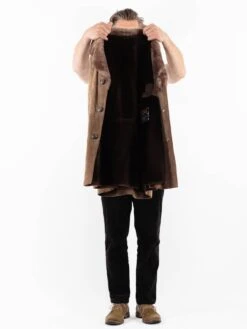 Vintage 70's Men Suede Sherpa Coat In Beige 8 Vintage 70's Men Suede Sherpa Coat In Beige -Northern Grip Vintage 70s Men Suede Sherpa Coat 0251