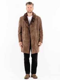 Vintage 70's Men Suede Sherpa Coat In Brown