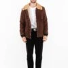 Vintage 70's Men Suede Sherpa Jacket In Brown