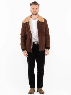Vintage 70's Men Suede Sherpa Jacket In Brown