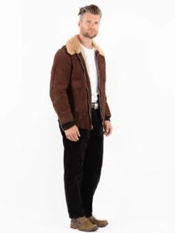 Vintage 70's Men Suede Sherpa Jacket In Brown 7 Vintage 70's Men Suede Sherpa Jacket In Brown -Northern Grip Vintage 70s Men Suede Sherpa Jacket 0366