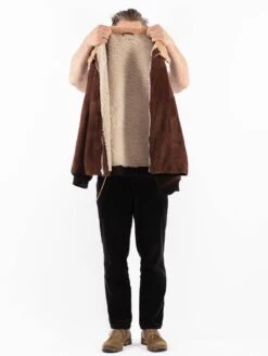 Vintage 70's Men Suede Sherpa Jacket In Brown 8 Vintage 70's Men Suede Sherpa Jacket In Brown -Northern Grip Vintage 70s Men Suede Sherpa Jacket 0368