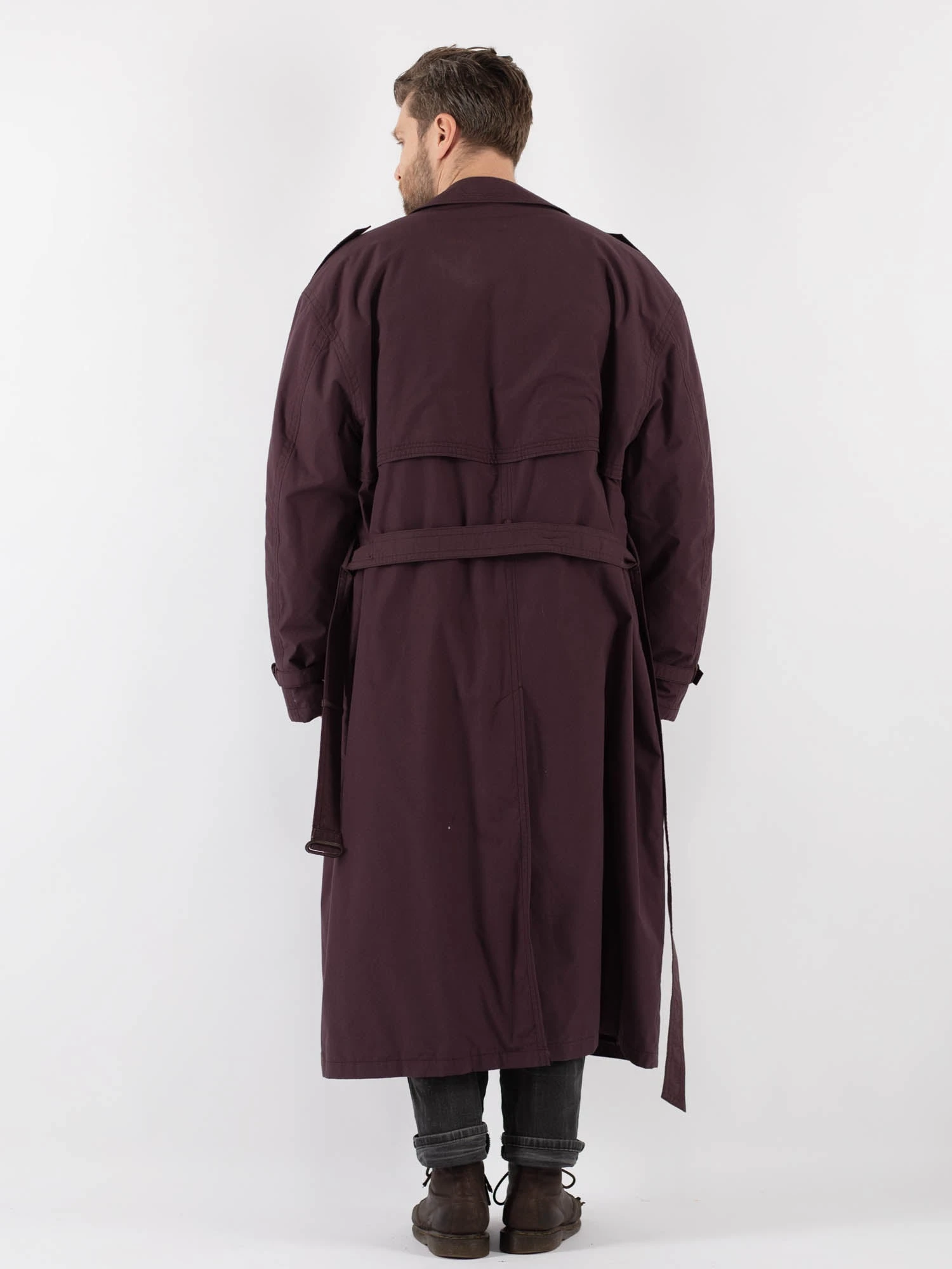 Vintage 70's Men Oversized Trench Coat In Purple 2 Vintage 70's Men Oversized Trench Coat In Purple - Image 2