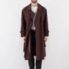 Vintage 70's Men Trench Coat In Burgundy Brown