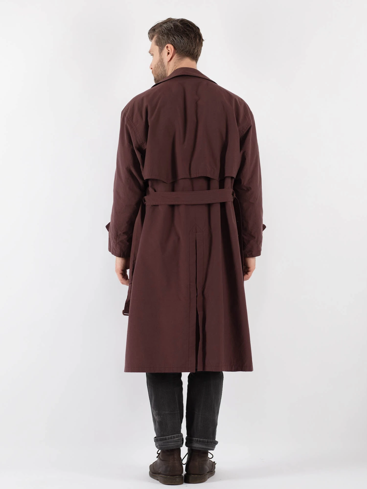 Vintage 70's Men Trench Coat In Burgundy Brown 3 Vintage 70's Men Trench Coat In Burgundy Brown - Image 3