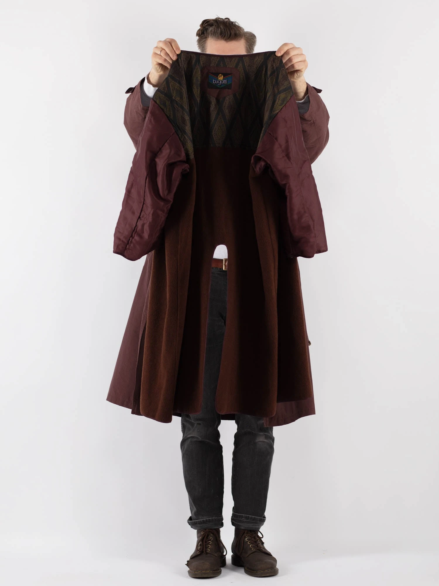 Vintage 70's Men Trench Coat In Burgundy Brown 5 Vintage 70's Men Trench Coat In Burgundy Brown - Image 5