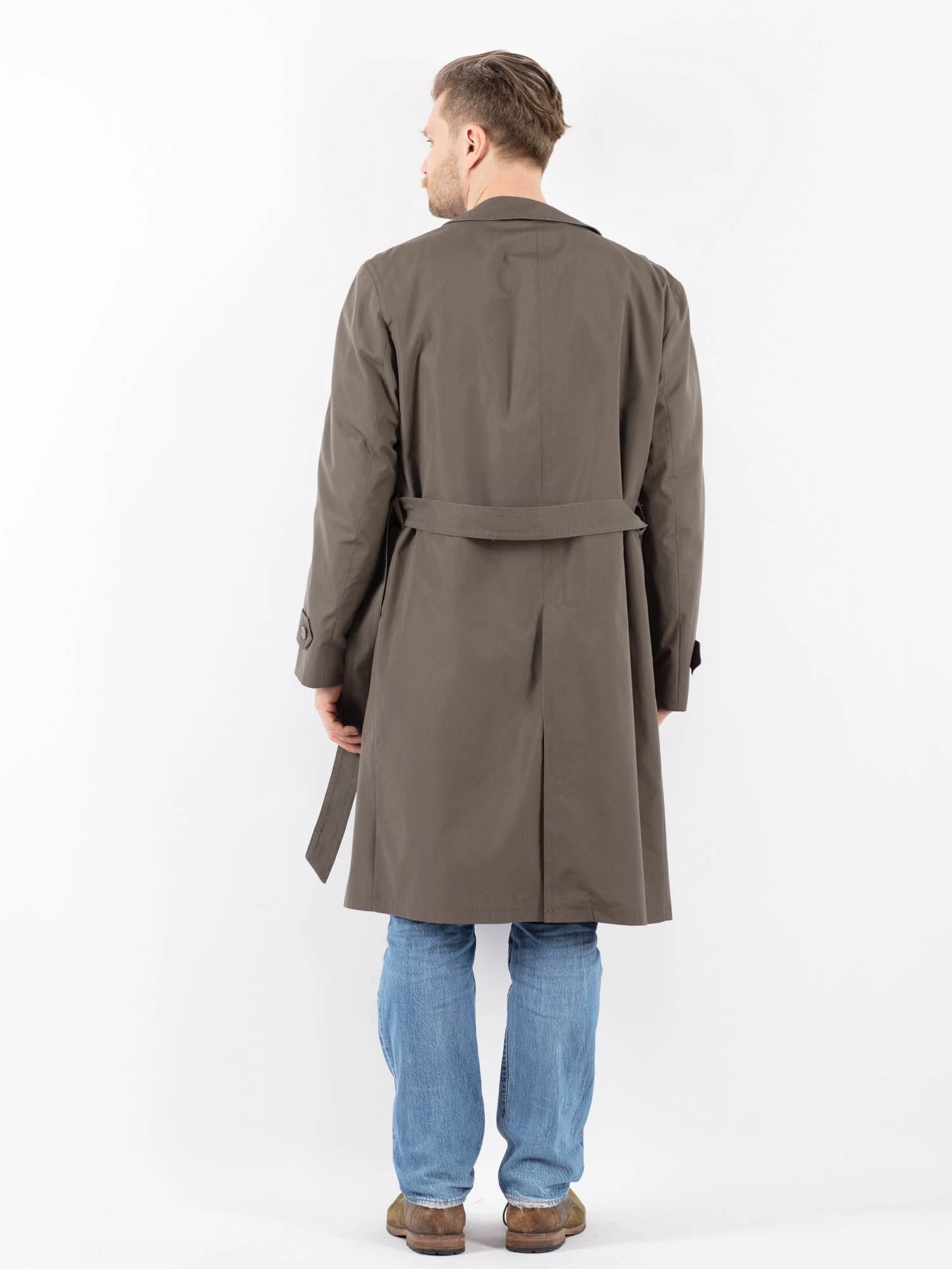 Vintage 70's Men Belted Mac Coat In Khaki 2 Vintage 70's Men Belted Mac Coat In Khaki - Image 2