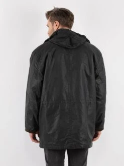 Vintage 70's Men Hooded Waxed Canvas Jacket In Black 7 Vintage 70's Men Hooded Waxed Canvas Jacket In Black -Northern Grip Vintage 70s Men Waxed Cotton Jacket 0169