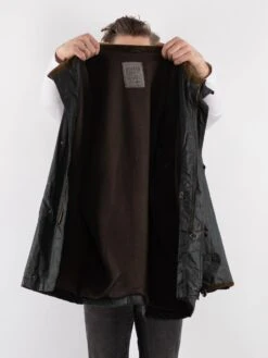 Vintage 70's Men Hooded Waxed Canvas Jacket In Black 8 Vintage 70's Men Hooded Waxed Canvas Jacket In Black -Northern Grip Vintage 70s Men Waxed Cotton Jacket 0170