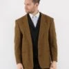 Vintage 70's Men Wool Blazer Jacket In Sand Brown