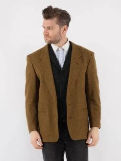 Front Page 21 Vintage 70's Men Wool Blazer Jacket In Sand Brown